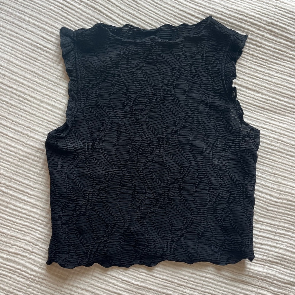 Black Textured Crop Top